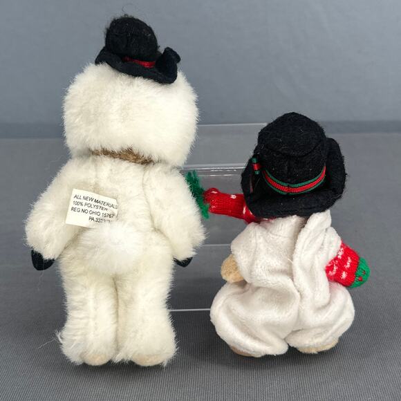 VTG Ganz Wee Bear Village Snowman Bear Pair Plush 1995 Kurt S Adler Christmas - Picture 9 of 12